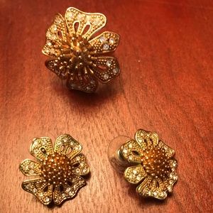 Set of earrings and ring.